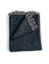 Load image into Gallery viewer, Merino Lambswool &amp; Cashmere Throw Blanket Midnight
