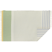 Load image into Gallery viewer, Lambswool Throw Blanket in Spring Green, Yellow and Smoky Blue
