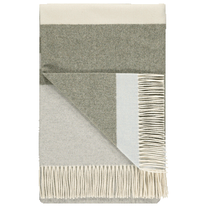 Lambswool Throw Blanket in Olive Green and Light Grey