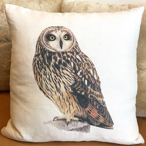 Owl 20″ White Linen Pillow