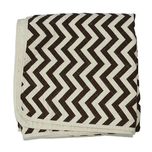 Brown Zig Zag Quilted Cotton Throw Blanket