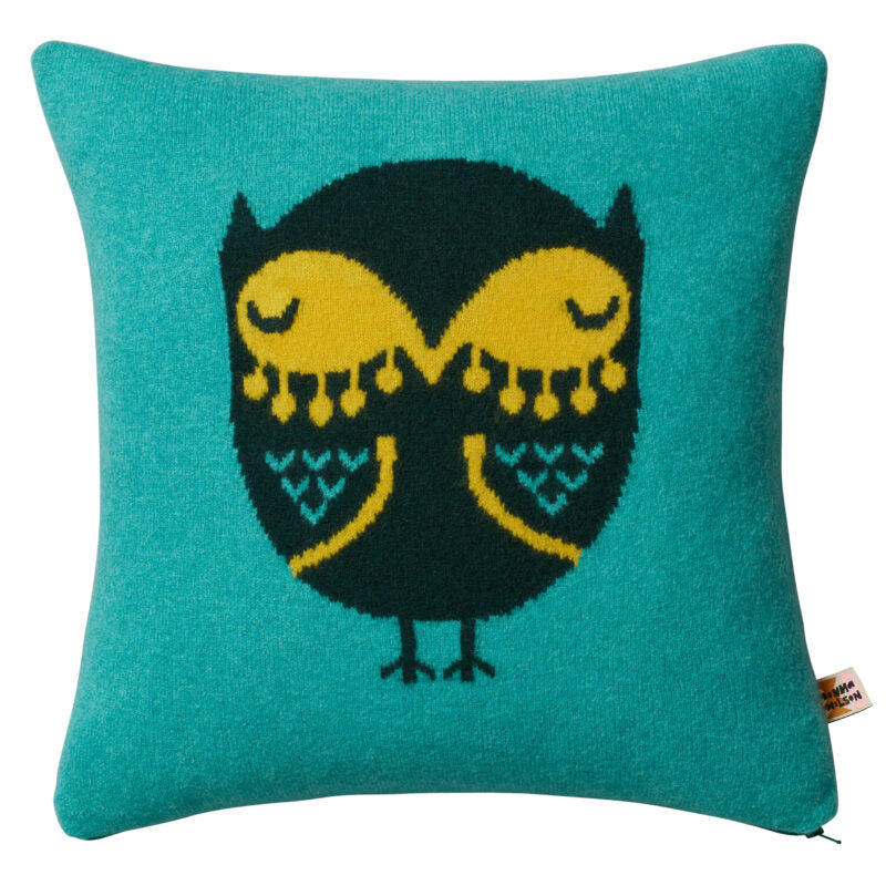 Green Owl Lambswool Pillow