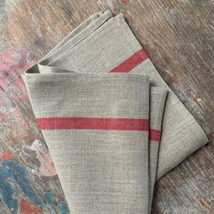 Natural with Red Stripe Kitchen Towel