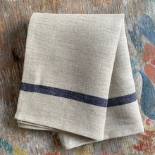 Load image into Gallery viewer, Natural with Blue Stripe Kitchen Towel
