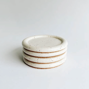 White Speckled Coasters, Set of 4