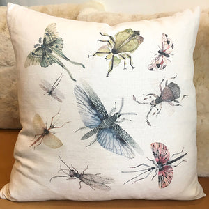 Sacred Bugs 20″ White Linen Pillow