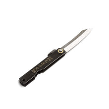 Load image into Gallery viewer, Black and Brass Folding Pocket Knife
