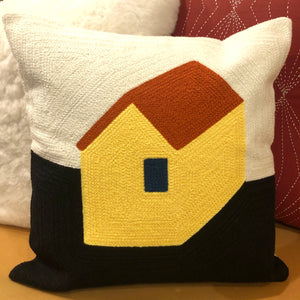 Embroidered House Pillow