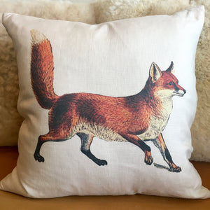 Red Fox 20″ White Linen Pillow