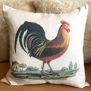 Rooster 20″ White Linen Pillow