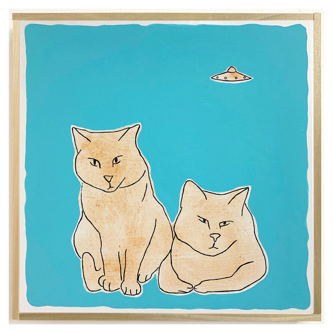 Two Cats One UFO Painting by Scott Chasse